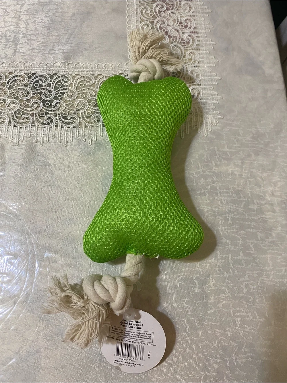 Bone Rope Toy — Bright Green Chew & Tug